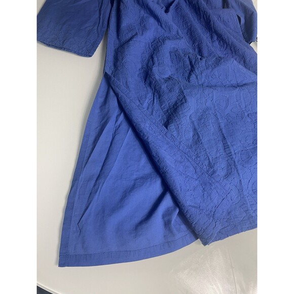 New Soft Surroundings Blue Embossed Cotton Maxi Dress Caftan Size Petite Large - Picture 9 of 13
